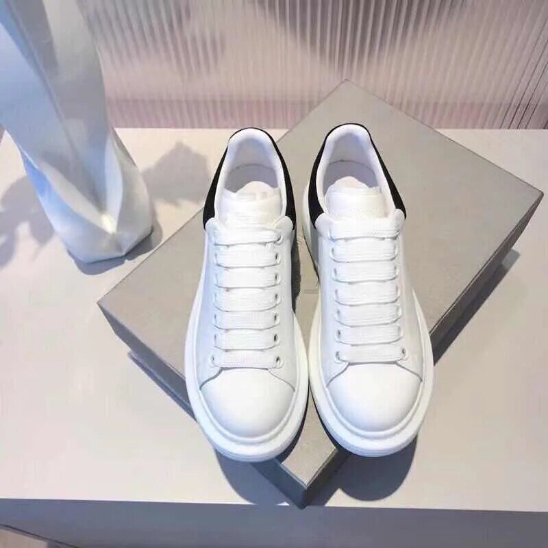 Grande taille 44 chaussures de créateur Alexander haute plate-forme à lacets espadrilles décontractées chaussures blanches de luxe pour hommes et femmes LU63