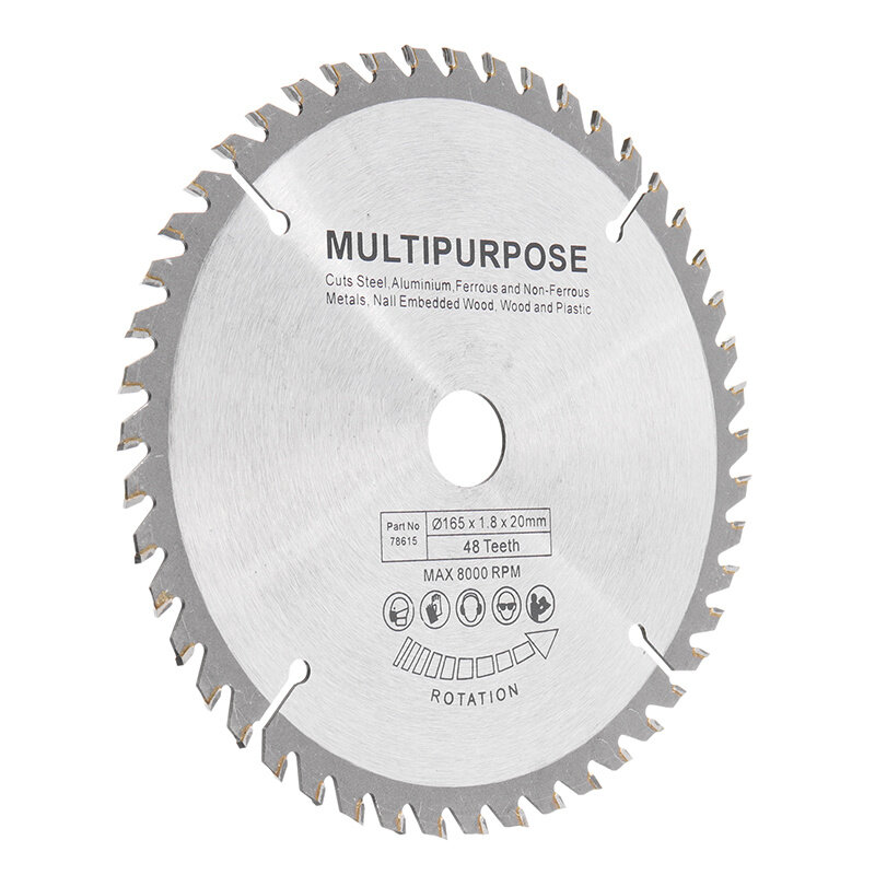 Пильный диск для циркулярной пилы, 165 мм, 48 зубьев, Вольфрамовая сталь, для деревообработки, прочный