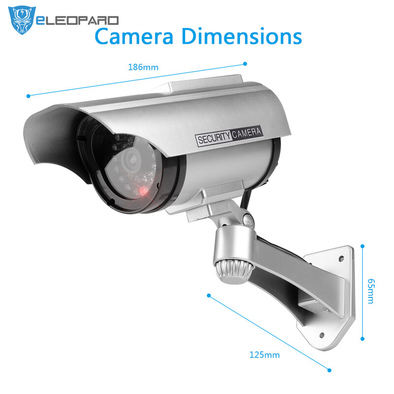 กลางแจ้งกล้อง Dummy Security แผงพลังงานแสงอาทิตย์ปลอมกล้องจำลองในร่ม Bullet ไฟ LED Monitor กล้องวงจรปิดเฝ้าระวังกันน้ำ
