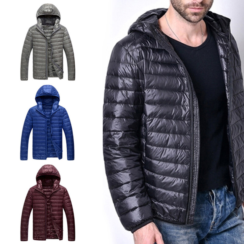 Зимняя мужская куртка на утином пуху, с капюшоном, высококачественное пальто с перьями, тонкие пуховики и пальто, легкие стеганые куртки 2024