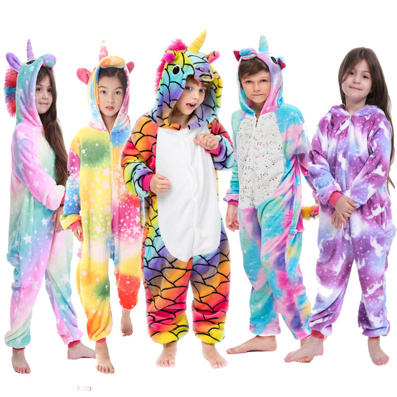 Pijama Kigurumi, Panda, niños, niñas, Unicornio, pijama de punto para niños, Pijamas de Unicornio para 4, 6, 8, 10, 12 años, disfraz de puntada