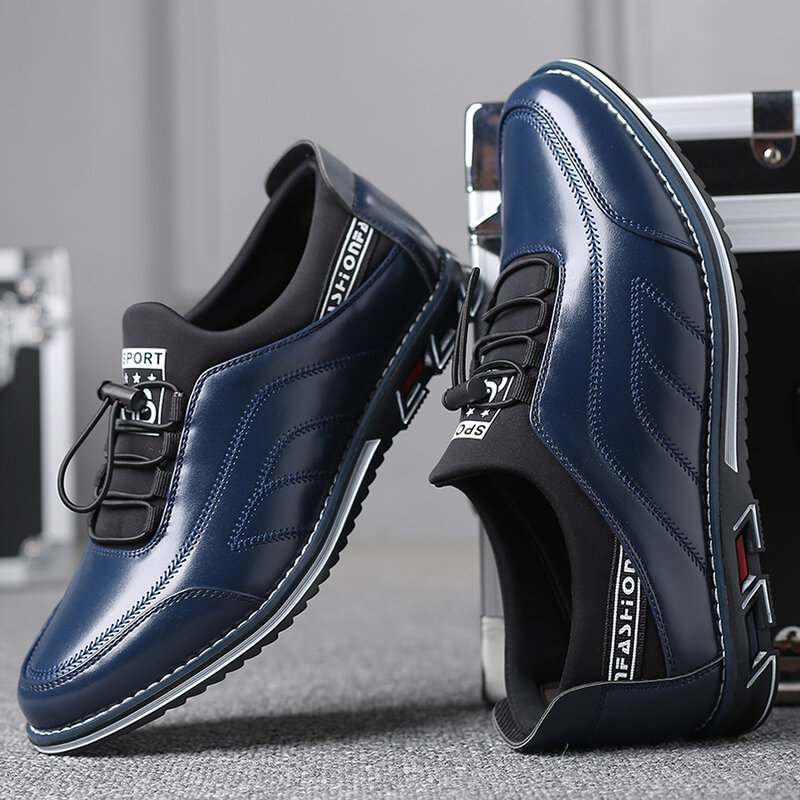 Wysokiej jakościowy duży rozmiar obuwie męskie biznes wiosna moda mężczyźni obuwie gorąca sprzedaż oddychające niebieskie obuwie męskie czarne