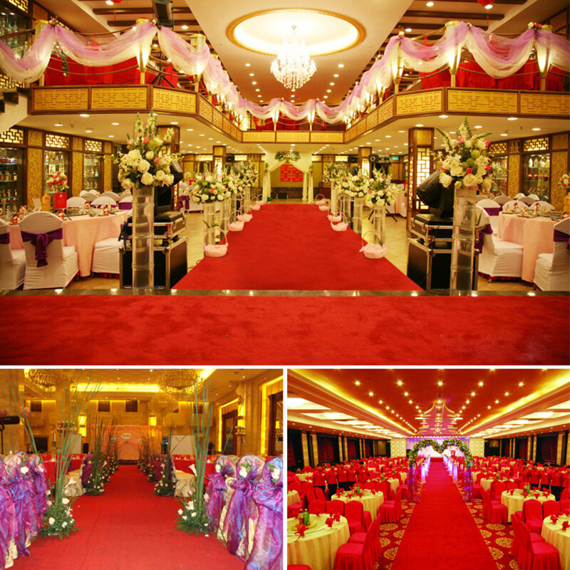 Alfombra de corredor de pasillo de boda de 3M, 6M, 9M de largo, blanca, roja, interior, exterior, Alfombra de boda, fiesta, evento, escenario, alfombras antideslizantes