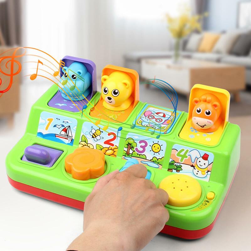 Juguete interactivo con forma de Animal de dibujos animados, Peekaboo Pop-Up con música, regalo para niños, entrenamiento de memoria, juego de rompecabezas de desarrollo para niños pequeños