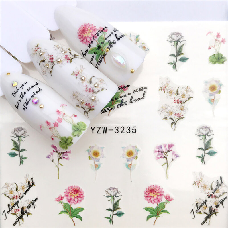 10 Kinds/lot Design Flower Water Transfer Decals Water Nail Stickers Floral Leaves Plant Nail Stickers Nail Sticker Sticker Art