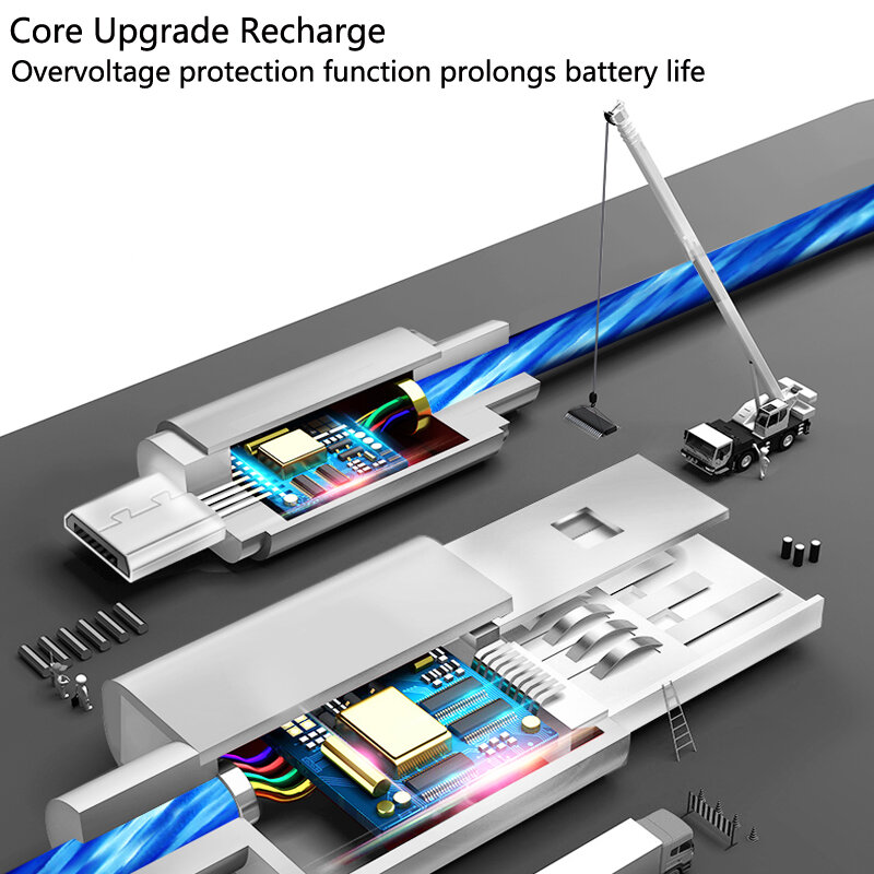 แฟลช LED Light Usb Charger Cable สำหรับ iPhone 6 6 s 7 8 Plus Xs Max XR X 10 5 5s SE iPad Mini 3A Fast ชาร์จสายไฟ