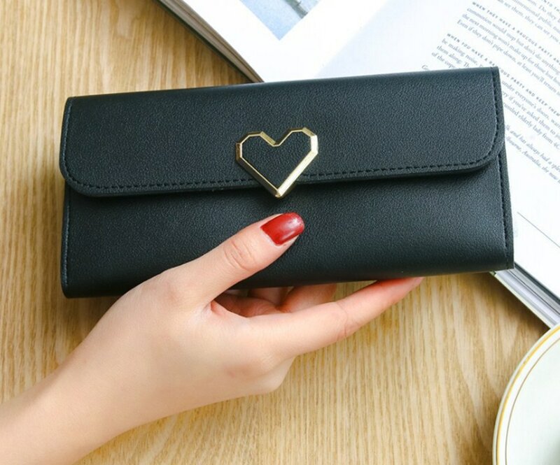 ผู้หญิงกระเป๋าสตางค์กระเป๋าสตางค์ยาว Luxury Love Heart กระเป๋าสตางค์สำหรับสุภาพสตรีสาวเงิน Pocket กระเป๋าสตางค์หญิงคลัทช์กระเป๋า