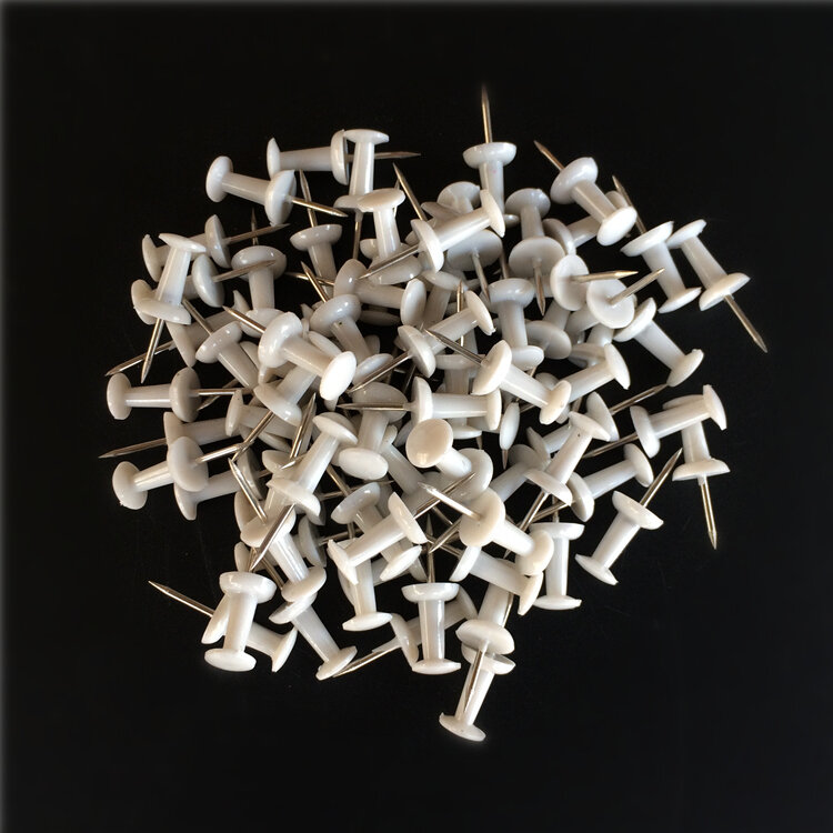 دبابيس بلاستيكية بيضاء ، 100 قطعة ، للاستخدام المكتبي ، لوحة من الفلين ، دبوس أمان ملون ، رأس كبير
