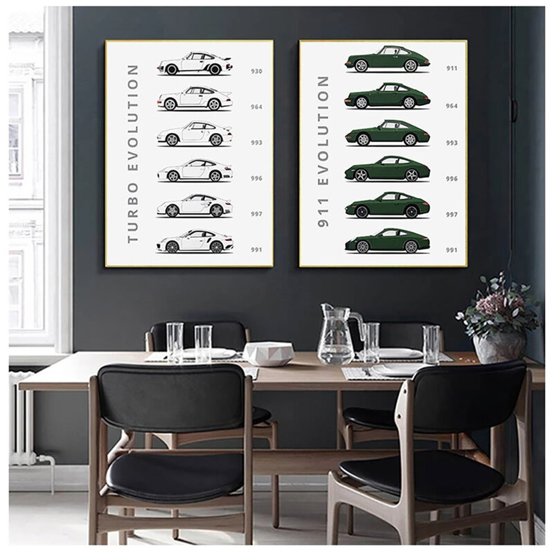 Turbo abstrakcyjne płótno kolorowe plakaty samochodowe i ewolucja wydruków w stylu home decoration obrazy na ścianę