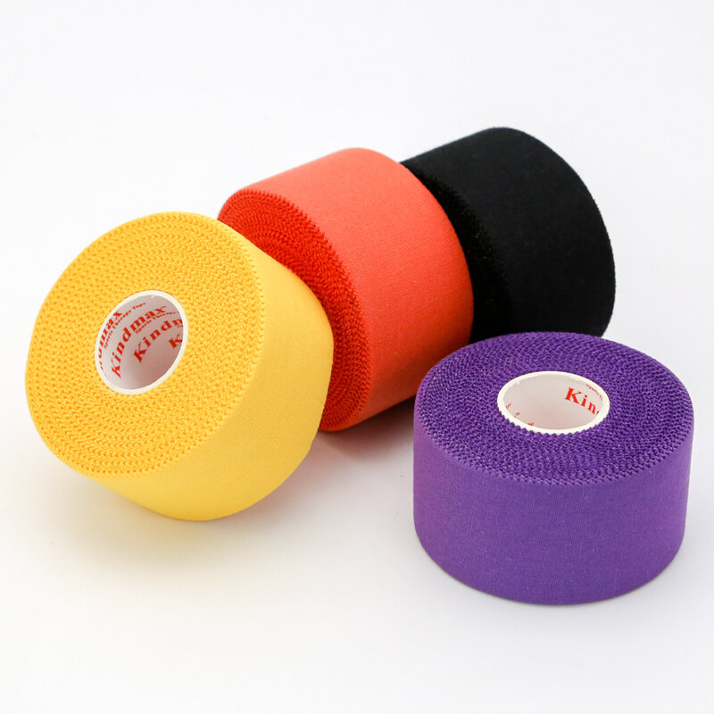 Kindmax całkowicie z bawełny taśmy sportowe kinezjologia Taping amerykański styl kolorowy ząbkowany sztywny taśma sportowa szczep uraz wsparcie rolka