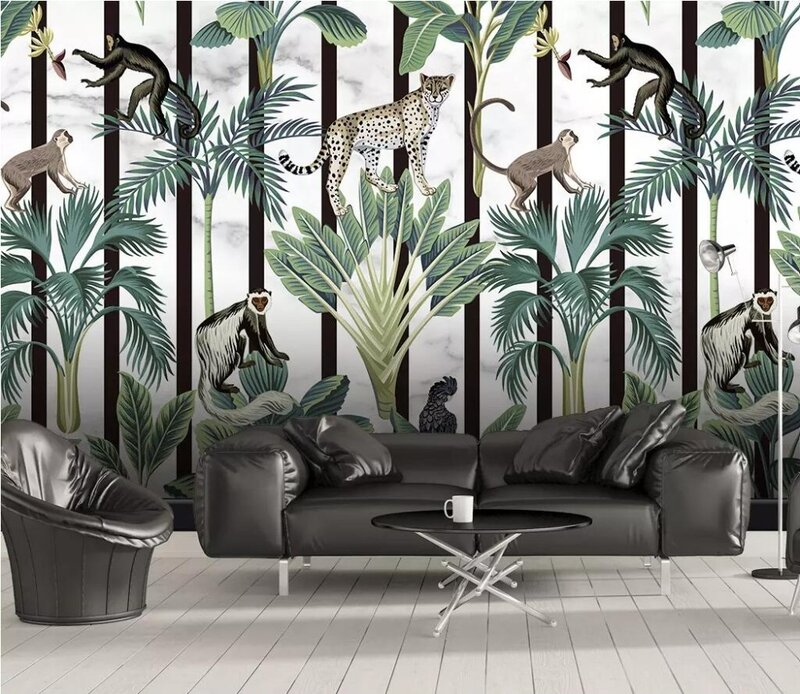 Personalizado tropical floresta tropical animal mural papel de parede moderna sala estar quarto fundo 3d mural decoração da sua casa