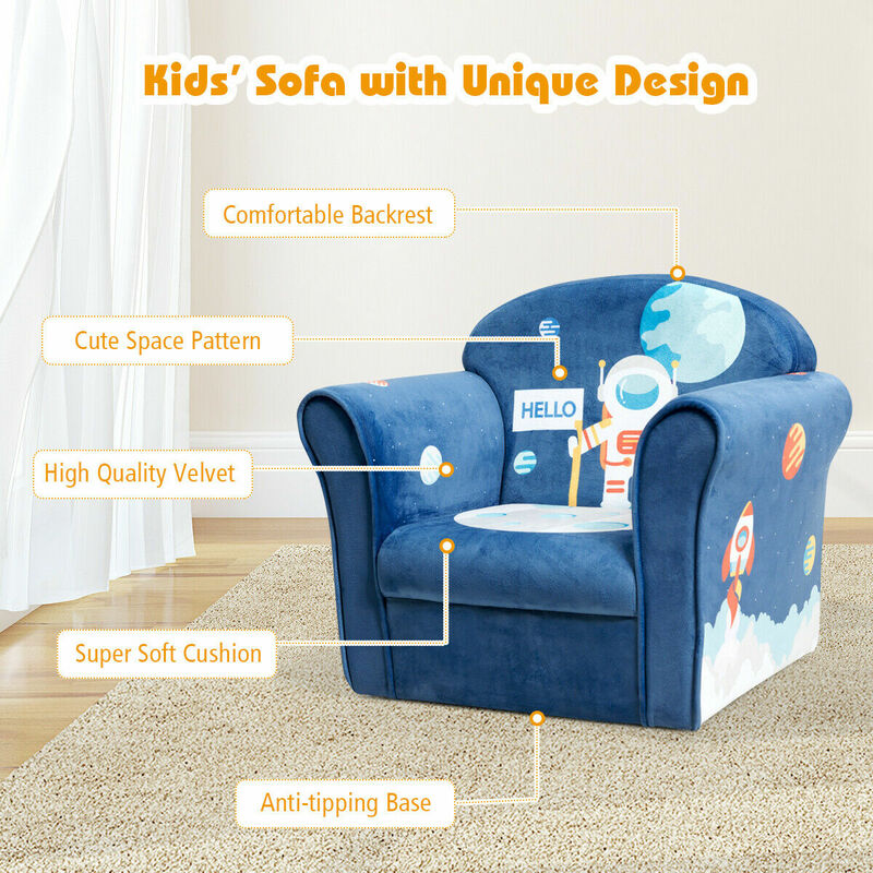 Kids Astronaut Sofa Children Armrest Couch Upholstered Chair Toddler Furniture  HW65434