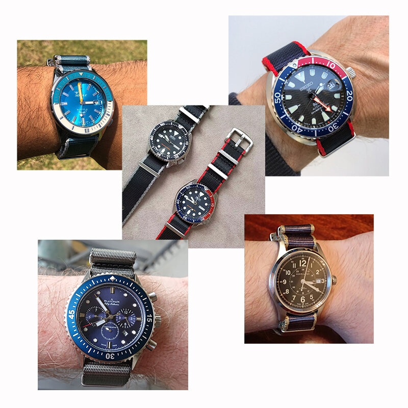 Haute qualité Nylon sangles couleur ceinture de sécurité bracelet de montre otan sangle hommes femmes montre accessoires 20mm 22mm