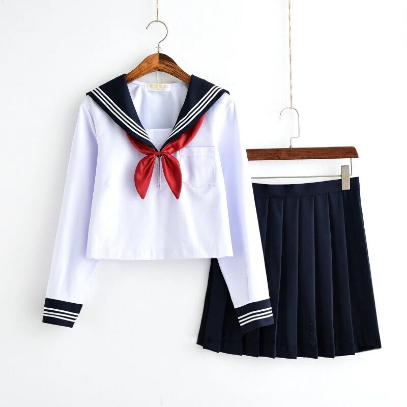 White Schoolgirl Uniform Japanese Class Navy Sailor School Uniforms Students Clothes For Girls Anime COS Sailor Navy Suit