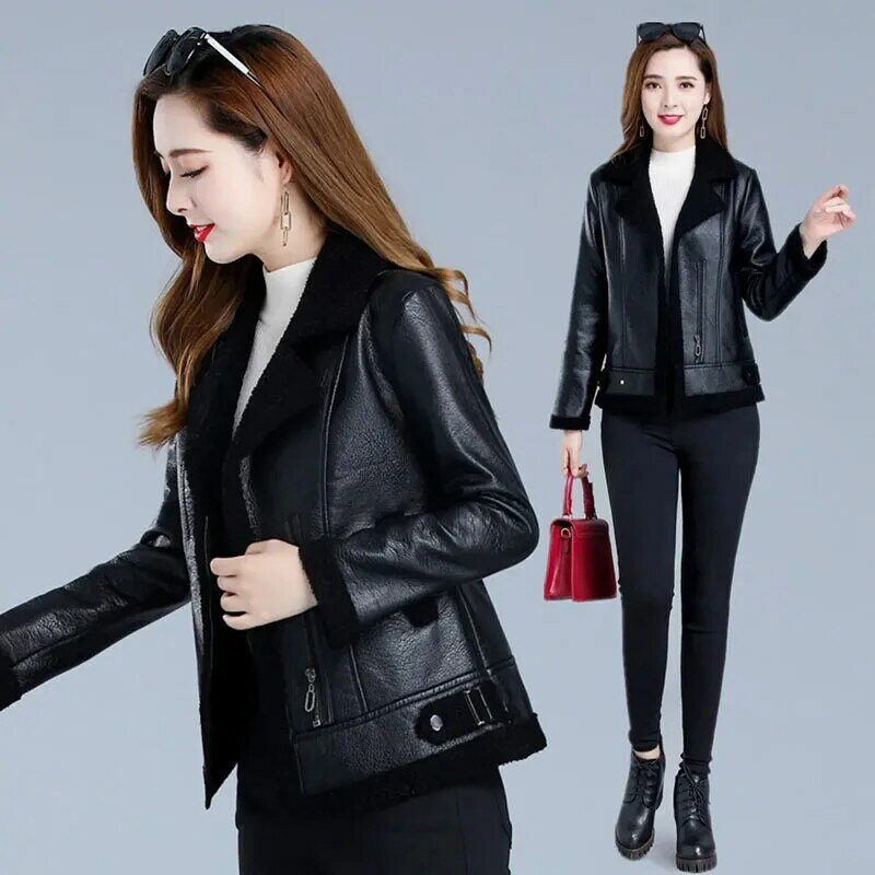 Abrigo de piel sintética para mujer, abrigo corto de imitación de piel de cordero, versión coreana, otoño e invierno, 2024