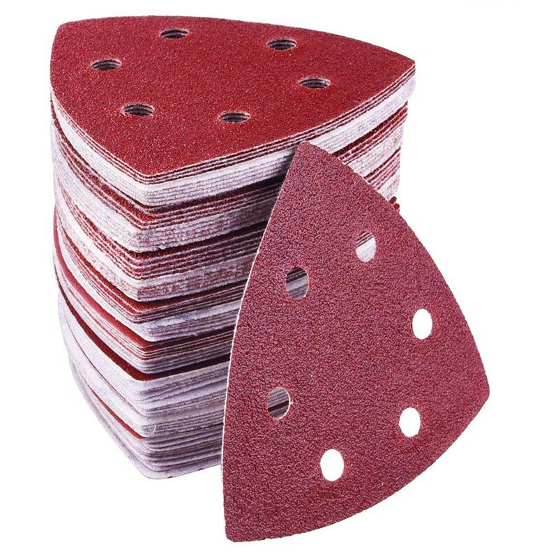10PCS แผ่นขัด90*90มม.6สามเหลี่ยมกระดาษทรายอลูมิเนียมออกไซด์ Abrasive Sanding Disc สำหรับขัดไม้