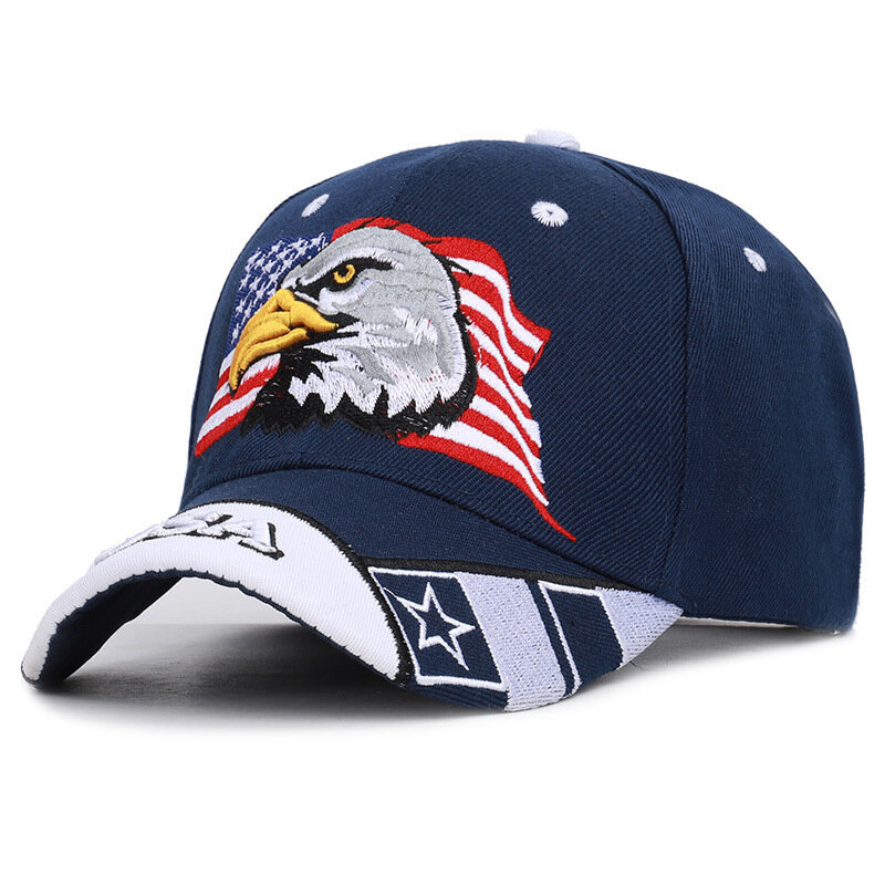 Gorra de béisbol con bandera americana para hombre y mujer, gorro ajustable con bordado 3D de águila americana