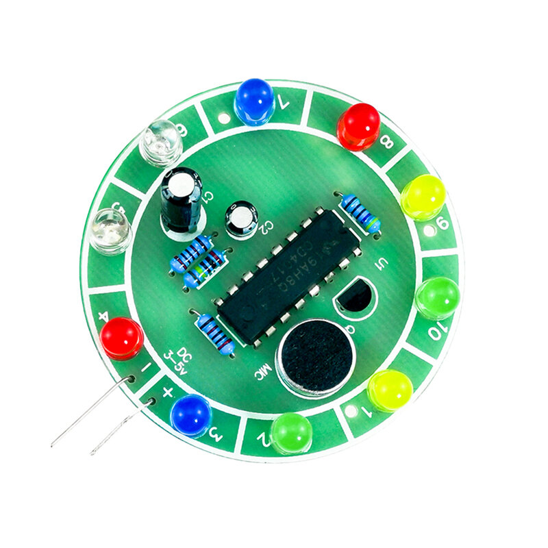 CD4017 Diy Electronic Kit LED Colorful Voice Control Rotating LED Light Components Diy Electronic Spare Parts Student Laboratory