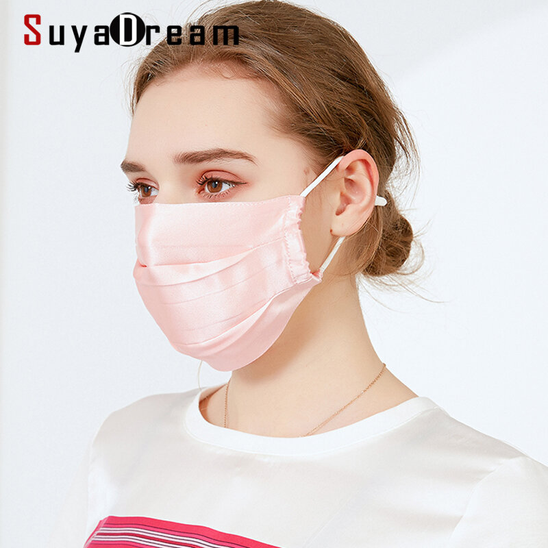 SuyaDream Women Silk Mask 100%Natural Silk UV Protection Adult Face Mask for Women and Men Outdoor Washable