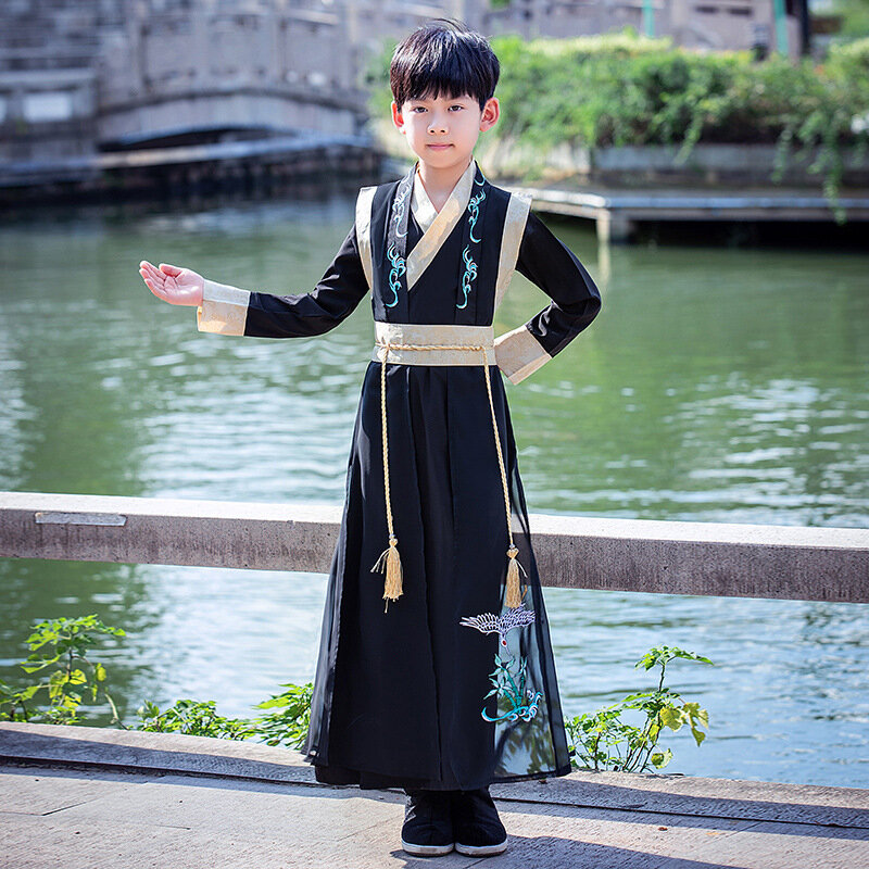 Costume da bambino nero Hanfu 2021 nuovo Costume da ragazzo in stile cinese antico Costume da ragazzo Tang