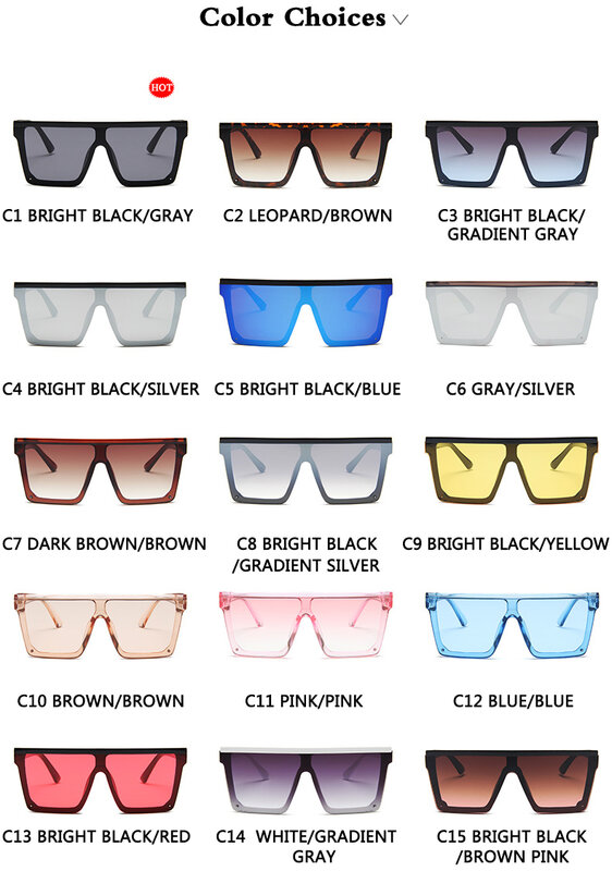 Kacamata Hitam Besar Wanita Bingkai Besar Persegi Datar Atas Paku Keling Gradien Lensa Kacamata Hitam Wanita Pria Antik Cermin Gelap UV400