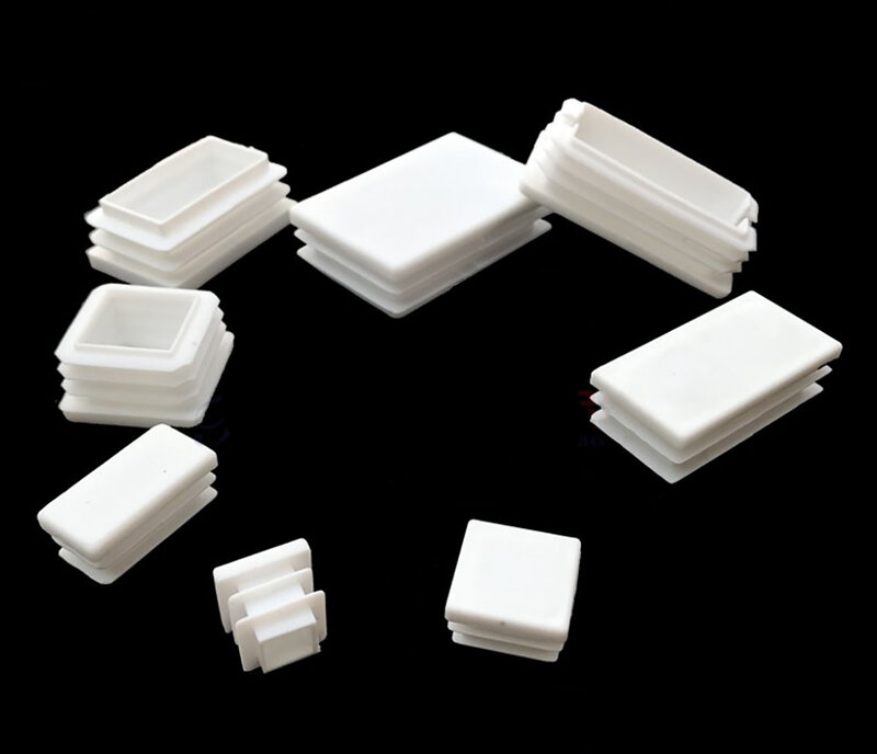 Tapa de plástico blanca cuadrada/rectangular, tapón interior de 10x20mm-200x200mm, Junta de Protección, sello antipolvo para muebles de pernos de tubería
