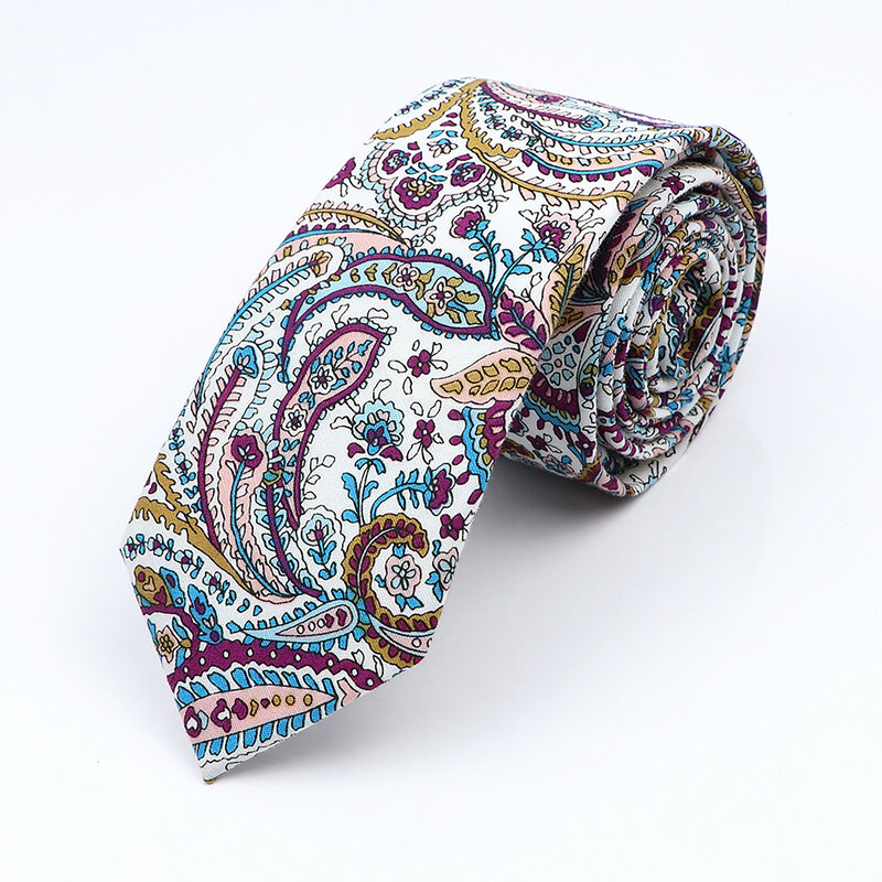 Nouvelle cravate florale élégante pour hommes femmes 100% coton belle fleur Paisley cravate étroite slim cravate de mariage coratas décontractés