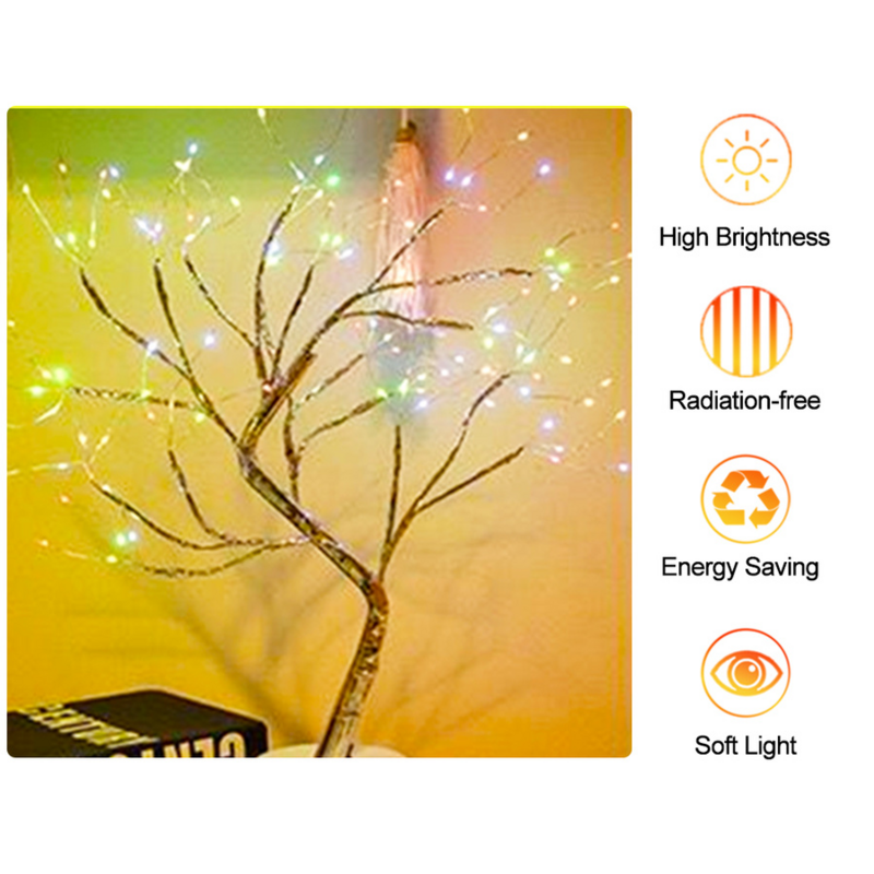 Led night light mini árvore de natal fio cobre guirlanda lâmpada para crianças decoração do quarto casa luz fadas usb alimentado