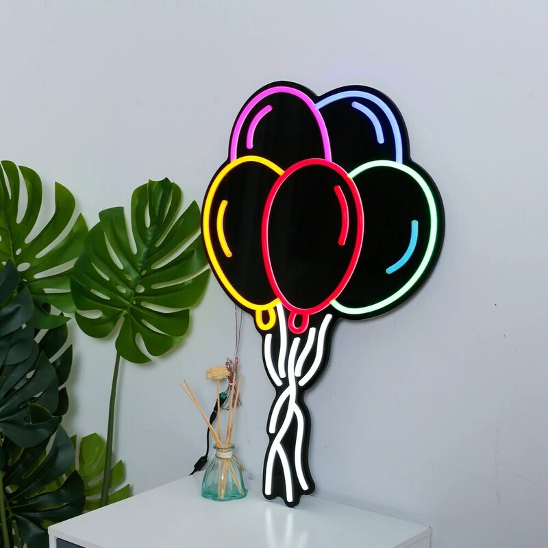 Lampu Neon Balon Warna-warni Neon Sign Anak Hadiah Kekanak-kanakan Dinding Dekorasi Pesta Ulang Tahun Kamar Tidur Ruang Tamu Ruang Bar Cafe