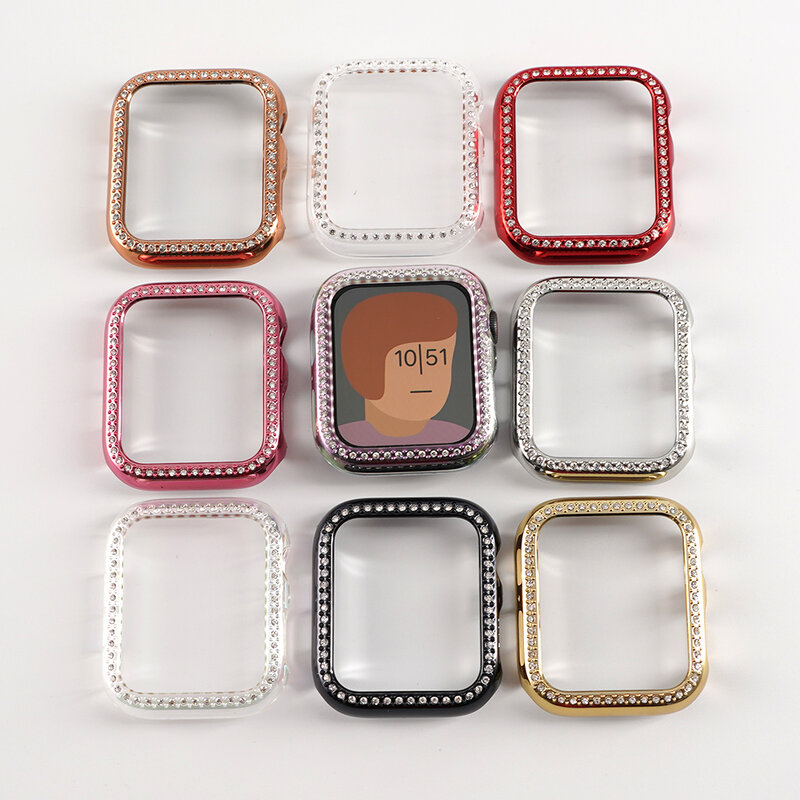 Funda protectora de parachoques de diamante para Apple Watch Series 8, 7, 6, SE, 5, 4, 3, 38MM, 42MM, iWatch 6, 5, 4, 40MM, 44MM