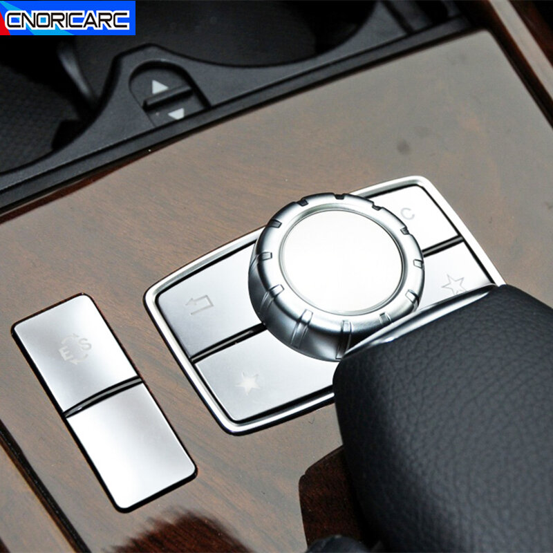 Estilo do carro Console Central Botões Multimídia, Guarnição de lantejoulas, ABS ES Acessórios Modificados, Mercedes Benz Classe E W212, 2014-2015
