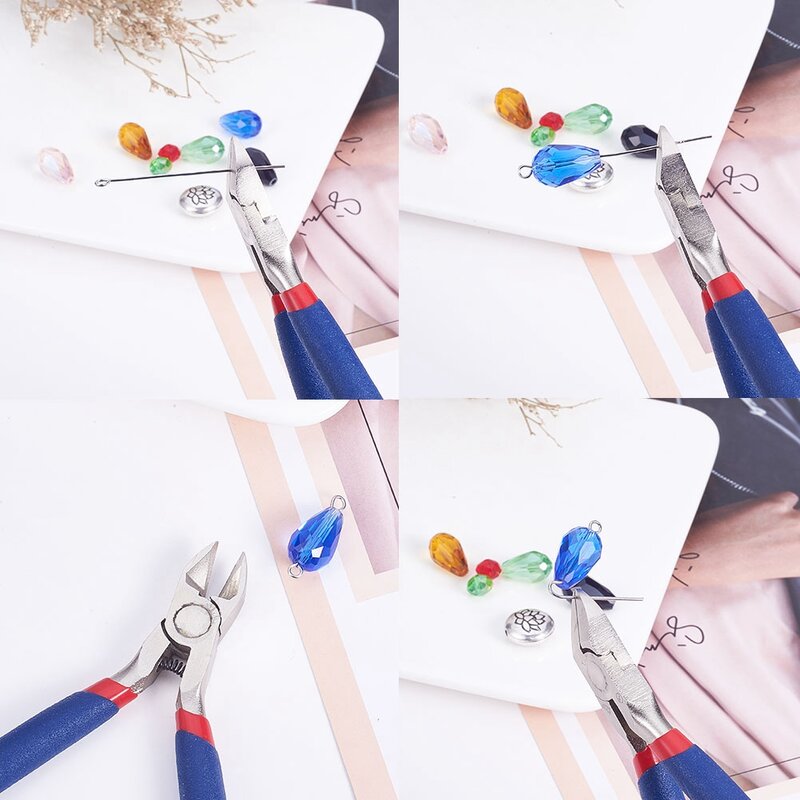 Pandahall Jewelry Pliers Sets Carbon-Hardened Steel Side Cutting Round/Bent/Long Chain Nose Pliers DIY Making Jewelry Tools