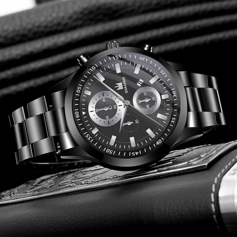 2021 Nieuwe Mode Luxe Horloge Grote Wijzerplaat Roestvrij Staal Legering Mannen Stalen Band Eenvoudige Horloge Voor Geschenken