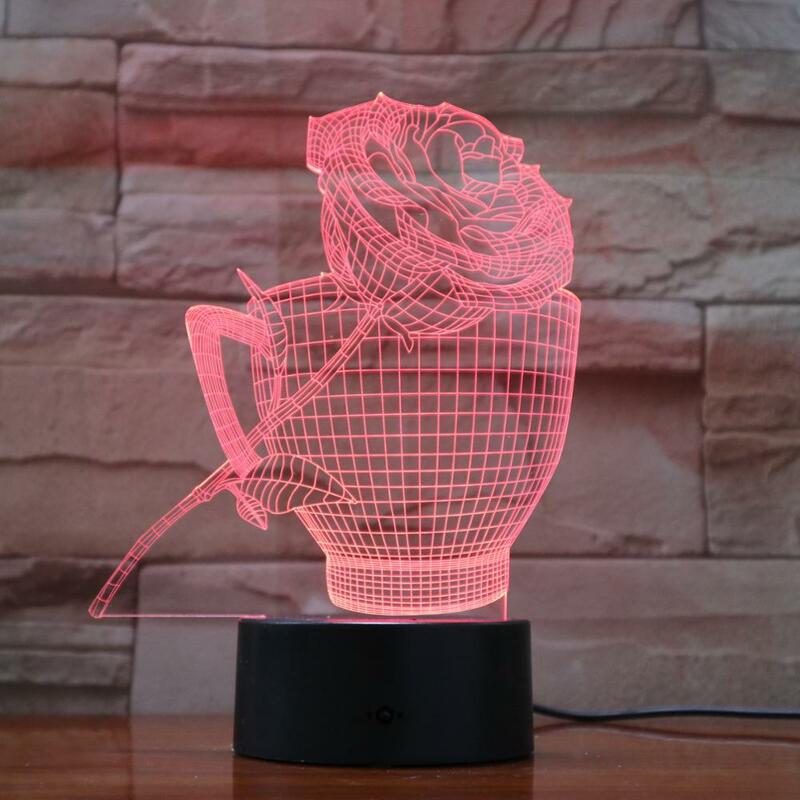 Lámpara LED de noche para parejas, lámpara de escritorio de carga USB 3D para parejas, regalo de cumpleaños, corazón flor Corazón, rosa, expresión de amor