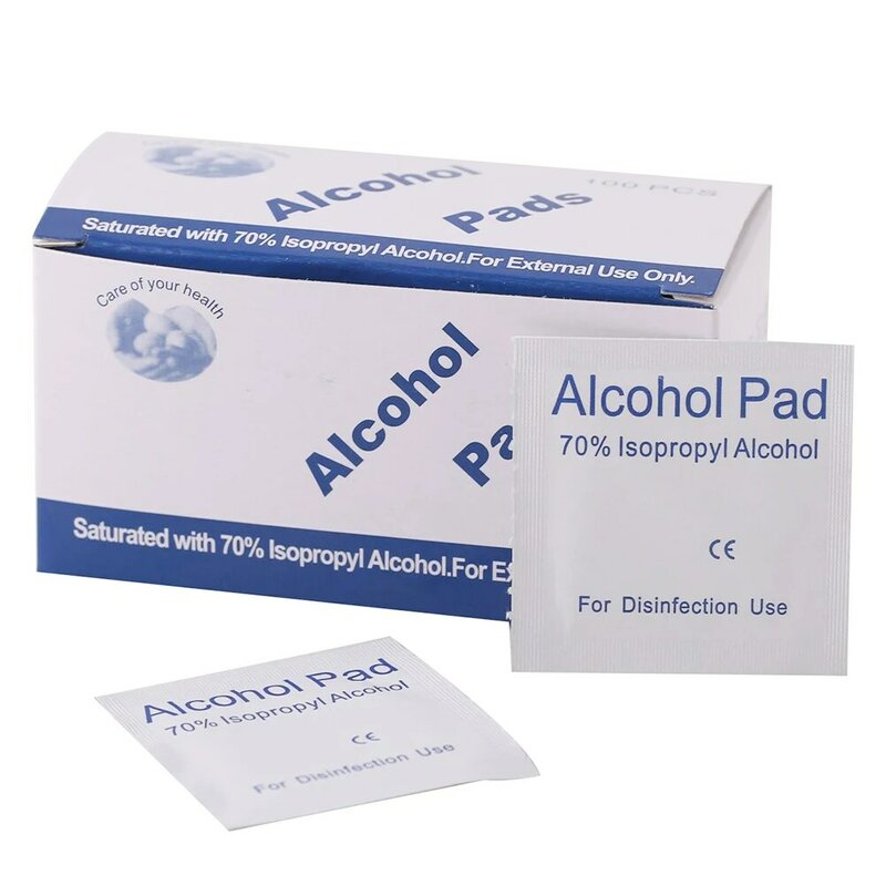 100 ชิ้น/กล่องแอลกอฮอล์เปียกเช็ดทิ้ง PREP Swap Pad ทำความสะอาดผิวฆ่าเชื้อโรคแต่งหน้า Pad