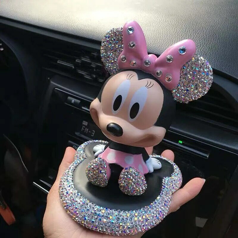 Disney-Mickey e Minnie Mouse Anime Boneca Brinquedos, Desenhos Animados Shake Head Model, Carro Deco, Auto Acessórios, Brinquedo Infantil