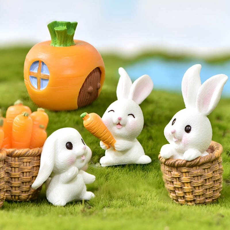 Decoraciones para pastel de conejo de pascua, adornos de animales de conejo, decoración de fiesta de feliz cumpleaños para niños, suministros para hornear de Baby Shower