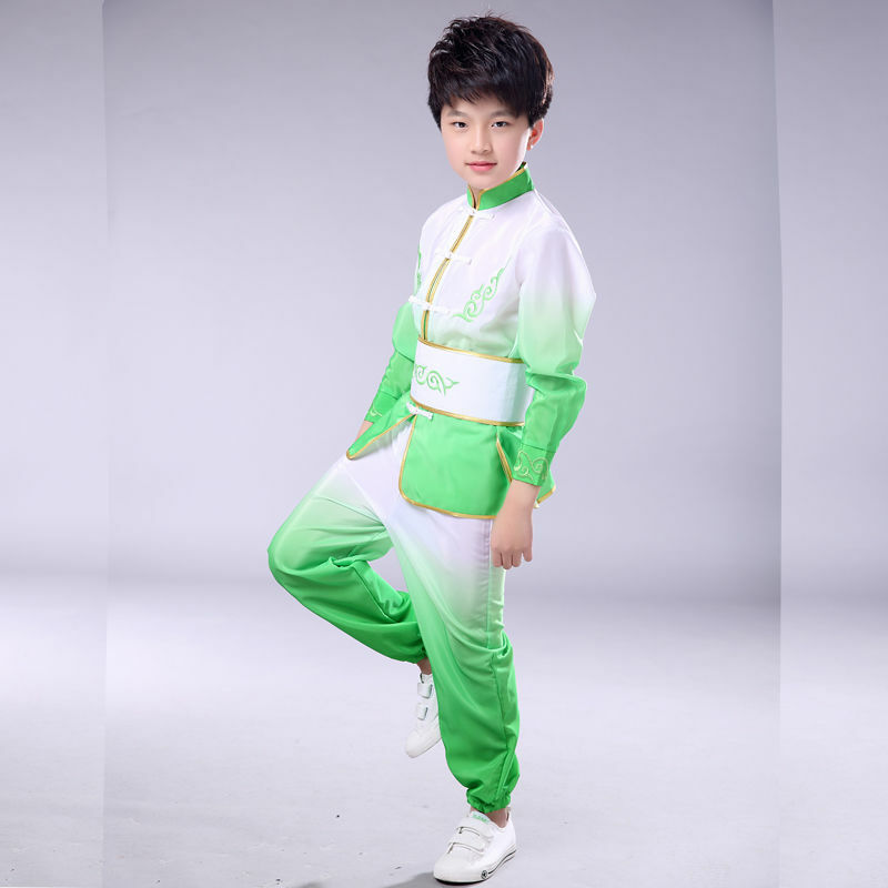 Pakaian Pertunjukan Seni Bela Diri Anak-anak Celana Panjang Lengan Panjang Tiongkok Kung Fu Set Dua Potong