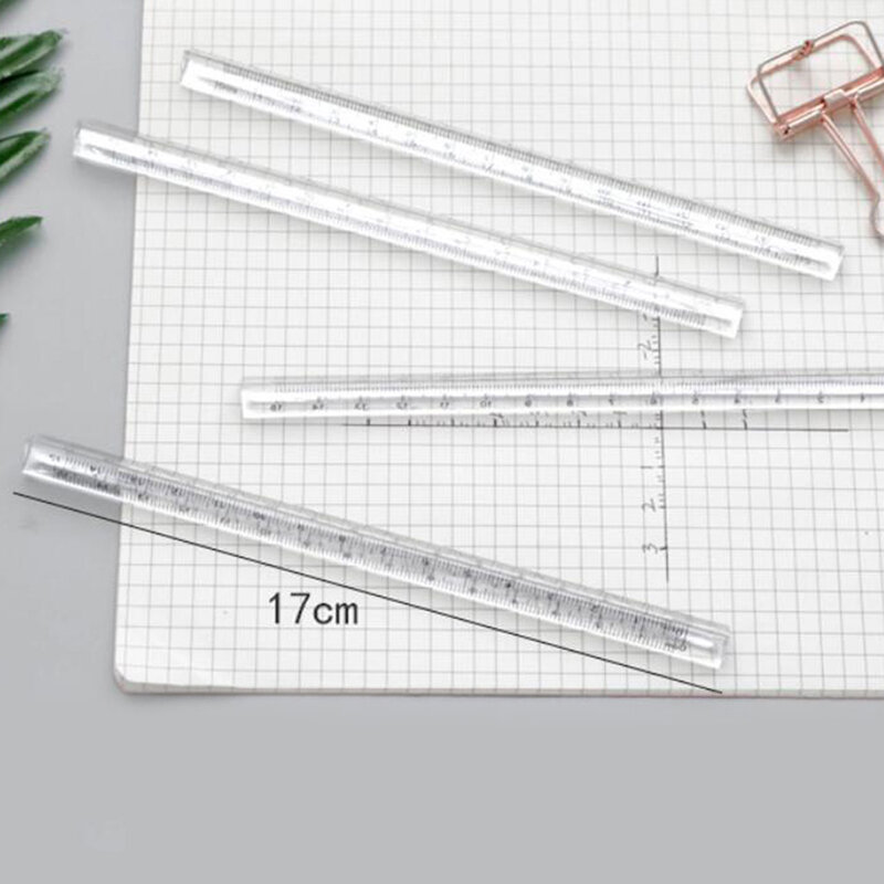 Regla recta transparente para estudiantes, regla Triangular Simple, herramientas de medición acrílicas de ambos lados, 15cm