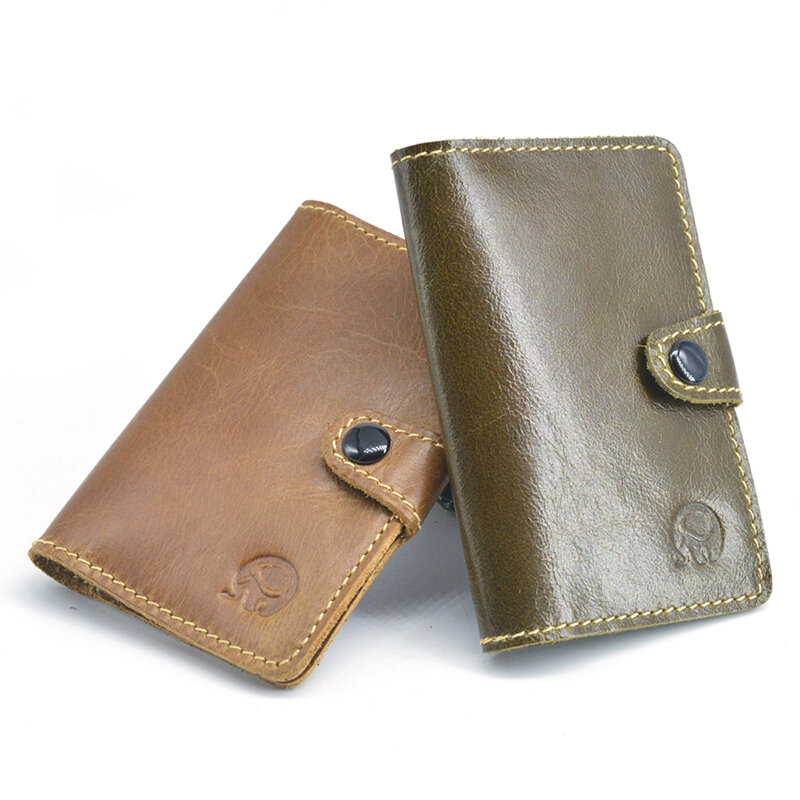 男性と女性のための薄い革の財布,カードホルダー,財布,茶色