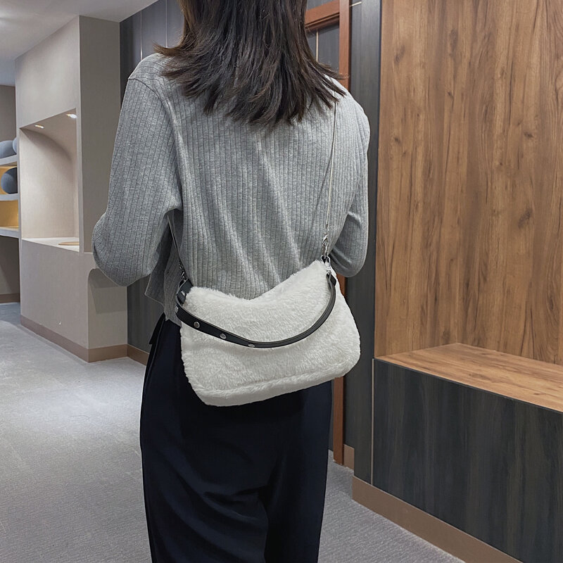 Bolsa de ombro bolsas e bolsas de mão de luxo do falso da marca do inverno 2020 das mulheres do vintage de pelúcia crossbody sacos para as mulheres
