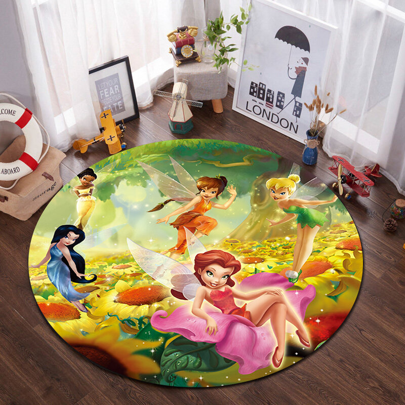 Princess 100x100cm Baby Play Mat Round Carpet Girl Room Decor Play Area Rug Bedside Floor Chair Mat Large Carpets Living Room