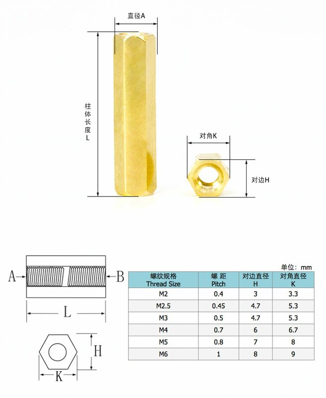 100 szt. Hex żeński do żeńskiego M2x25mm podkładka dystansowa z mosiądzu sześciokątny kołek dystansowy puste filary L = 25mm