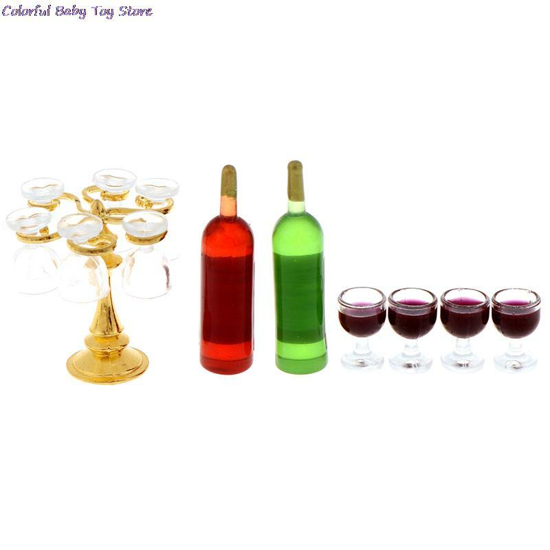 حار 1 مجموعة 1/12 دمية مصغرة الملحقات زجاجة نبيذ صغيرة زجاجة محاكاة المشروبات نموذج لعب لدمية ديكورات منزلية