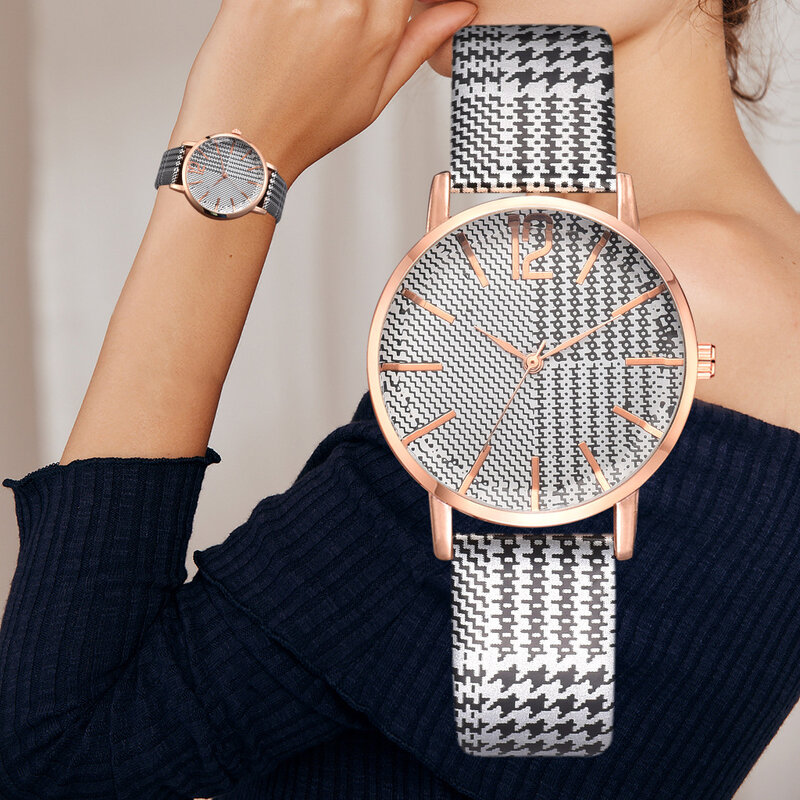 Reloj Casual de mujer muñeca reloj espejo poligonal relojes correa de cuero cuarzo moda diseño de línea Relogio femenino