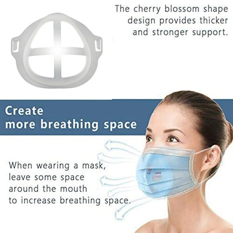Soporte de máscara 3D de 1/5 Uds. Soporte de máscara de silicona transpirable para la boca soporte de máscara de respiración ayuda máscara de cojín interno soporte de máscara de boca