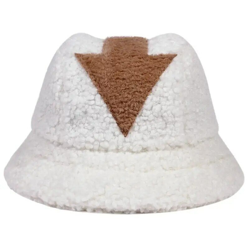 Appa 양털 양모 모자, 겨울 따뜻한 낚시 모자, 인조 모피 화살표 기호 인쇄 버킷 모자, 남성 여성 타이드 플랫 탑 모자