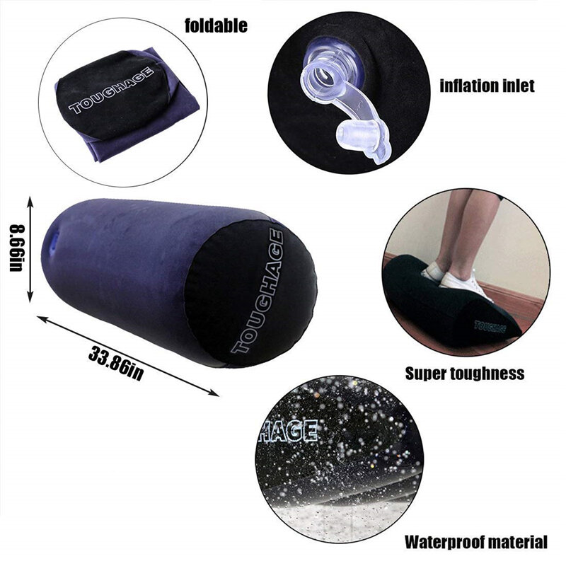 Multifunctional Inflatable Long Body Pillow Lumbar Leg Yoga Pillow Travel Positions Support Air Cushion with Plastic Hand Pump