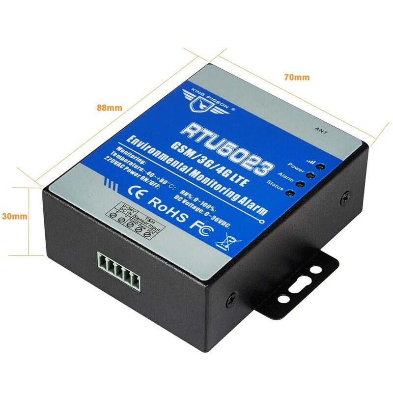 GSM Temperature Humidity Monitor AC/DC Power Lost Alarm Remote Monitor Support Timer Report APP Control RTU5023