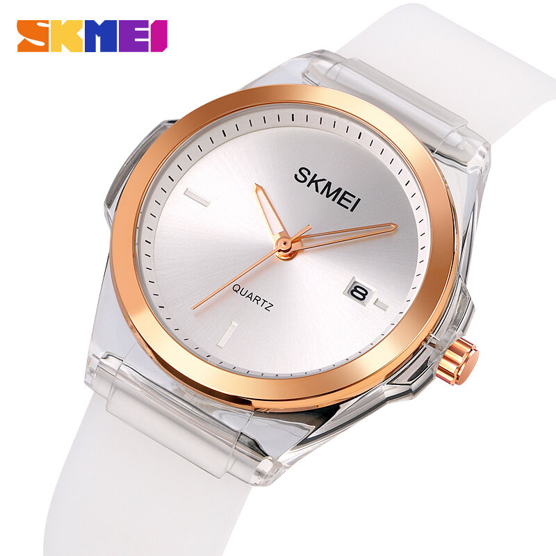 Luksusowe zegarki damskie moda pasek silikonowy zegarek kwarcowy wyświetlanie kalendarza Ladies Casual Dress bransoletka prosty zegarek SKMEI Hour